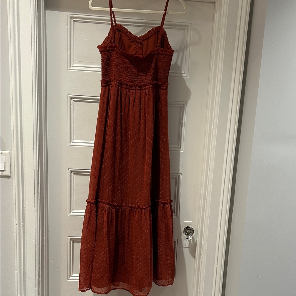 Patrons of Peace Rust Red Textured Maxi Dress with Spaghetti Straps - Picture 6 of 6